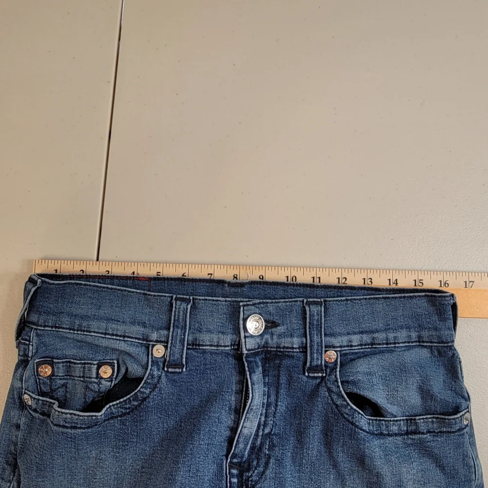True Religion Mens Ricky Jeans Size 32x29 Blue Denim Relaxed Straight Stretch